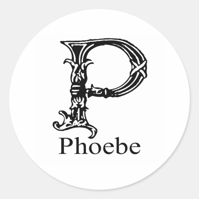 Fancy Monogram: Phoebe Classic Round Sticker (Front)