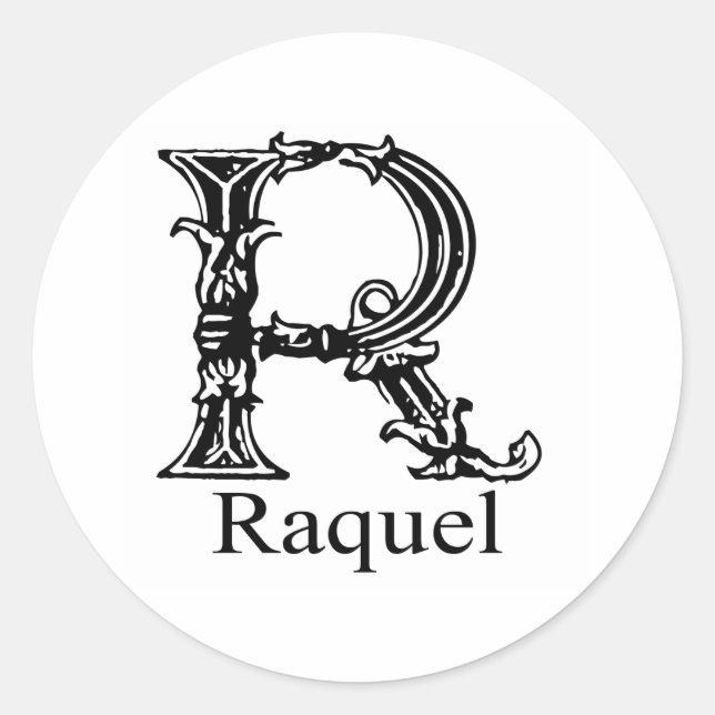 Fancy Monogram: Raquel Classic Round Sticker (Front)