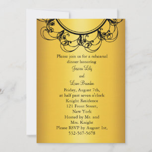 Fancy Monogram Rehearsal Dinner Invitation (gold)