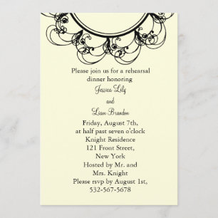 Fancy Monogram Rehearsal Dinner (off+white) Invitation