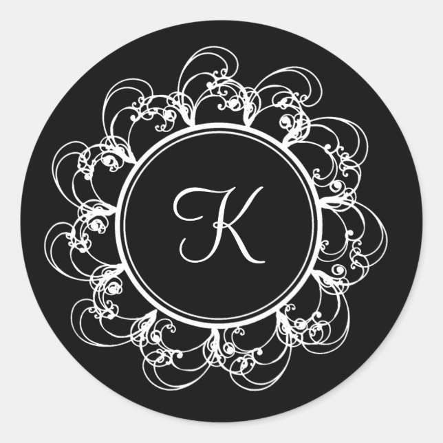 Fancy Monogram Sticker (black) (Front)