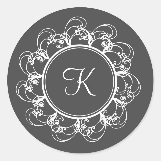 Fancy Monogram Sticker (grey) (Front)