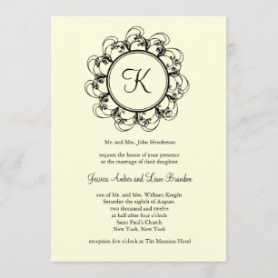 Fancy Monogram Wedding Invitation (off white)