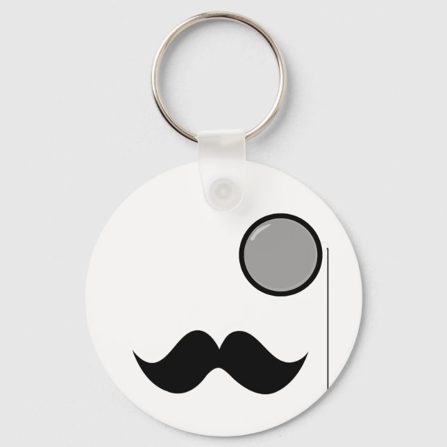 Fancy Moustache & Monocle Keychain (Front)