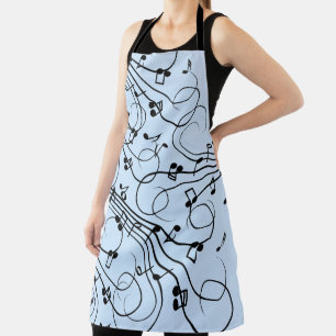 Fancy Music Notes Blue Apron
