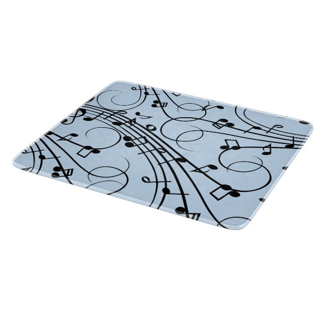 Fancy Music Notes Blue Cutting Board (Corner)
