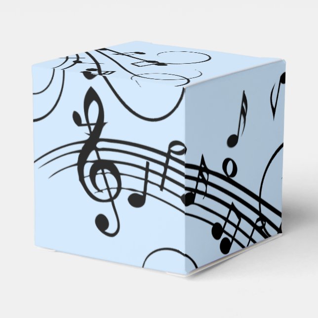 Fancy Music Notes Blue Favor Box (Back Side)