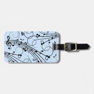 Fancy Music Notes Blue Luggage Tag