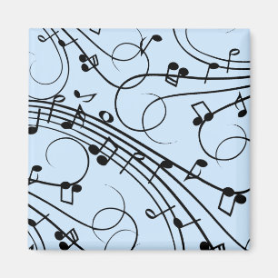 Fancy Music Notes Blue Magnet