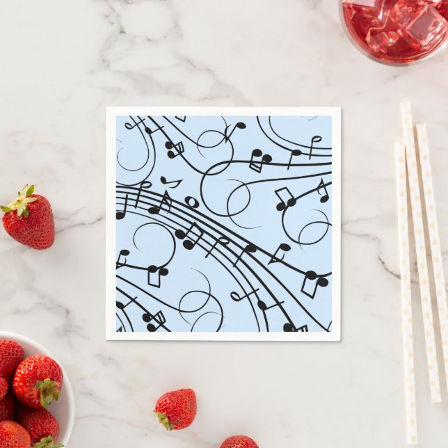 Fancy Music Notes Blue Napkin (Insitu)