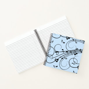 Fancy Music Notes Blue Notebook