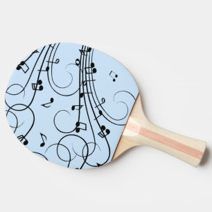 Fancy Music Notes Blue Ping Pong Paddle