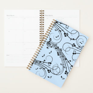 Fancy Music Notes Blue Planner