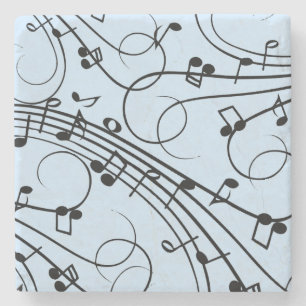 Fancy Music Notes Blue Stone Coaster