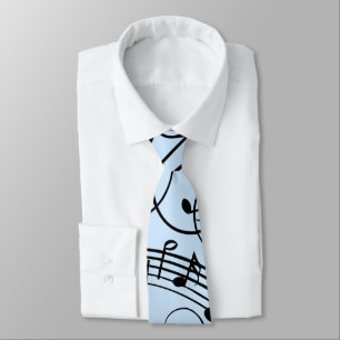 Fancy Music Notes Blue Tie