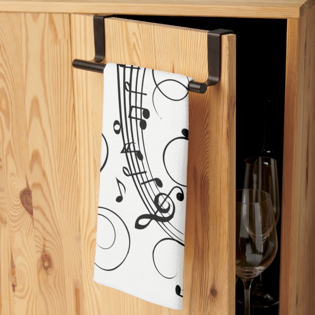 Fancy Music Notes Kitchen Towel (Thirds Fold)