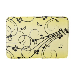 Fancy Music Notes Yellow Bath Mat