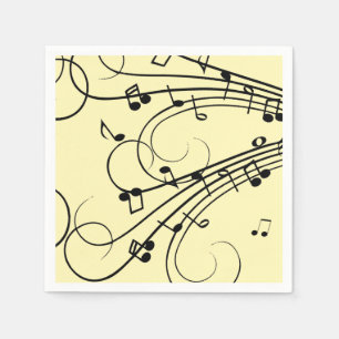 Fancy Music Notes Yellow Napkin
