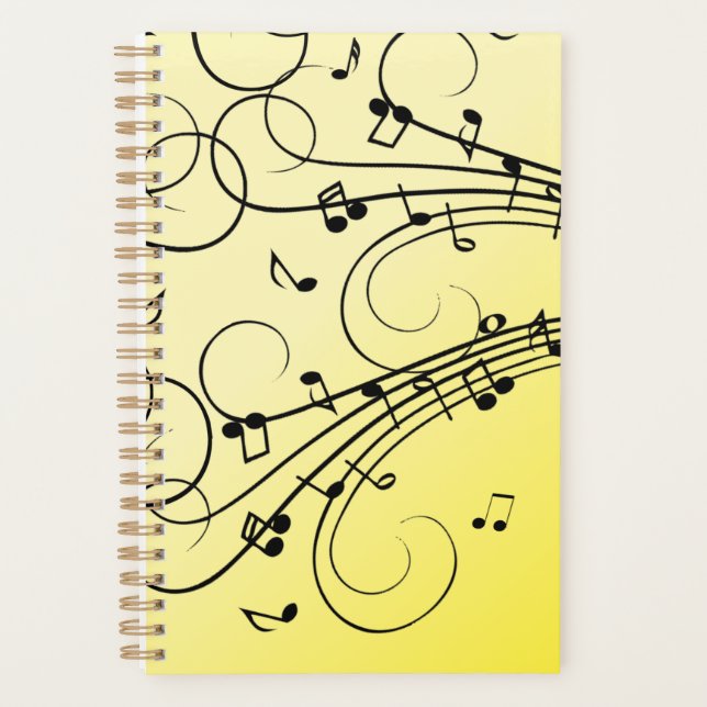 Fancy Music Notes Yellow Planner (Front)