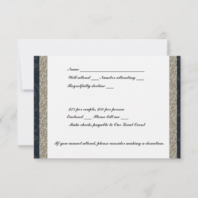 Fancy Navy and Silver Event RSVP (Front)