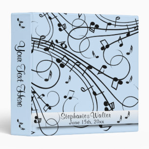 Fancy Notes Blue Text and Date Front and Spine Binder