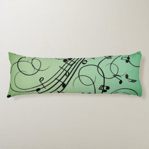 Fancy Notes Green Music Design Body Pillow