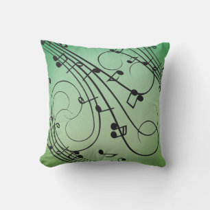 Fancy Notes Green Music Design Outdoor Pillow