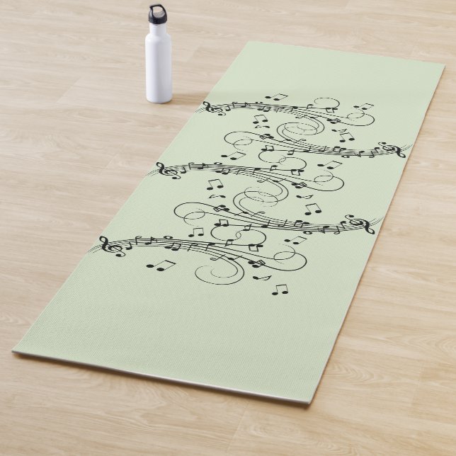 Fancy Notes Green Music Design Yoga Mat (In Situ)