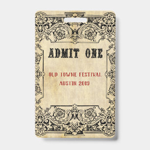 Fancy Old Fashioned Ticket Schedule Badge
