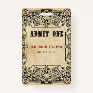 Fancy Old Fashioned Ticket Schedule Badge