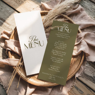 Fancy Olive Green Boho Old Money Boho Wedding Menu