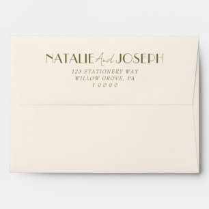 Fancy Olive Green Old Money Retro Wedding Envelope