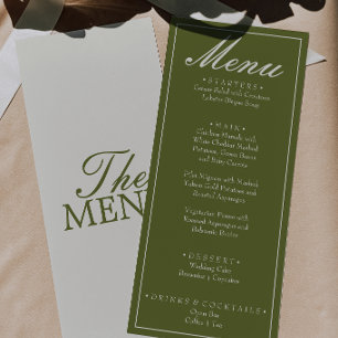 Fancy Olive Green Old Money Retro Wedding Menu
