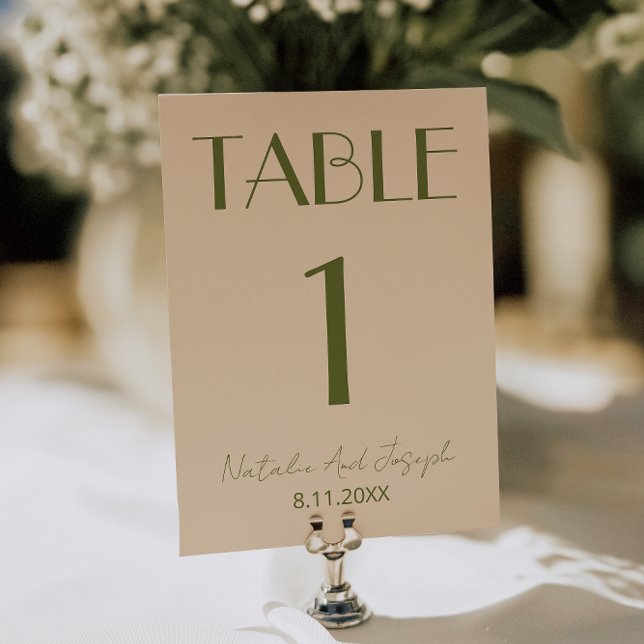  Fancy Olive Green Old Money Wedding Table Number (Creator Uploaded)