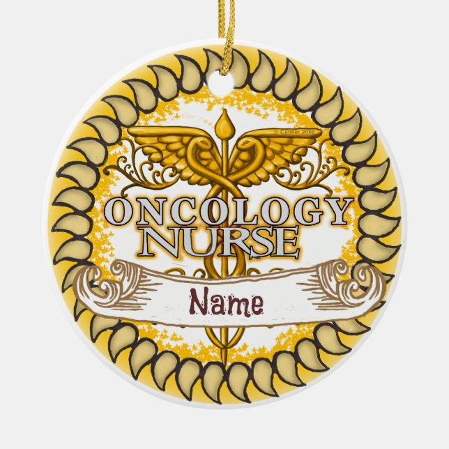 Fancy Oncology Nurse Ceramic Ornament (Front)