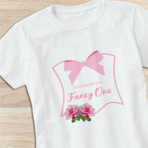Fancy One Bow Floral 1st Birthday T-Shirt