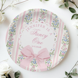 Fancy One Coquette Bow 1st Birthday Paper Plate
