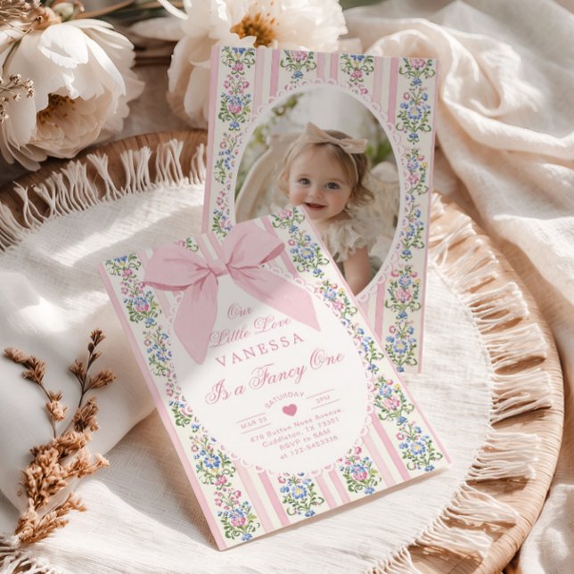 Fancy One Love Vintage Bow 1st Birthday Invitation (Creator Uploaded)