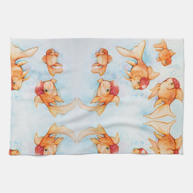 Fancy Oranda Goldfish Kitchen Towel (Horizontal)