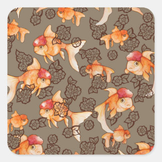 Fancy Oranda Goldfish Square Sticker