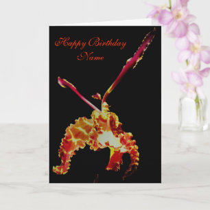 Fancy Orchid Flower Personalized Birthday Card