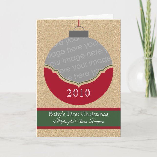 Fancy Ornament First Christmas Greeting Card (Front)