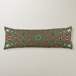 Fancy Ornate Maximalist Groovy Christmas Mandala Body Pillow