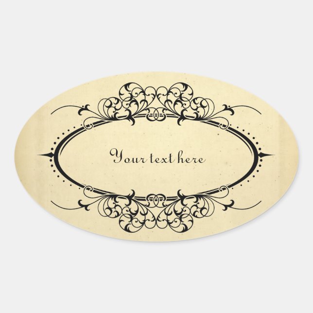 Fancy Oval Vintage Frame Customizable Sticker (Front)