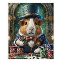 Fancy Pants has a Flush, Guinea Pig playing Poker