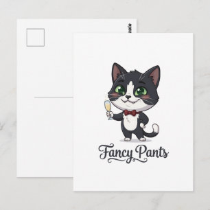 Fancy Pants Tuxedo Cat Cheers Postcard
