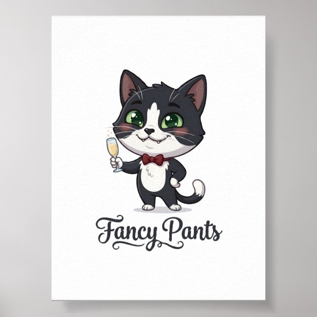 Fancy Pants Tuxedo Cat Cheers Poster (Front)