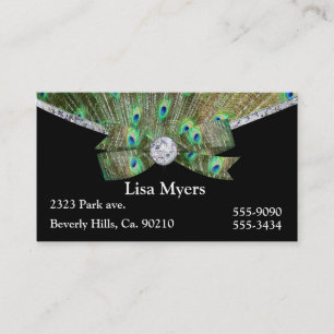 Fancy Peacock Plume & Diamonds Business Card