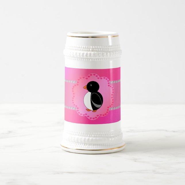 Fancy penguin pink beer stein (Center)