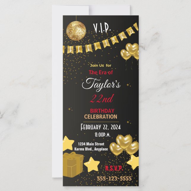 Fancy Personalized V.I.P. Party Invite (Front)